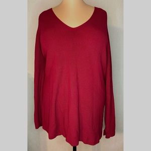 J.Jill Deep Red V Neck Pullover Sweater Size 4x